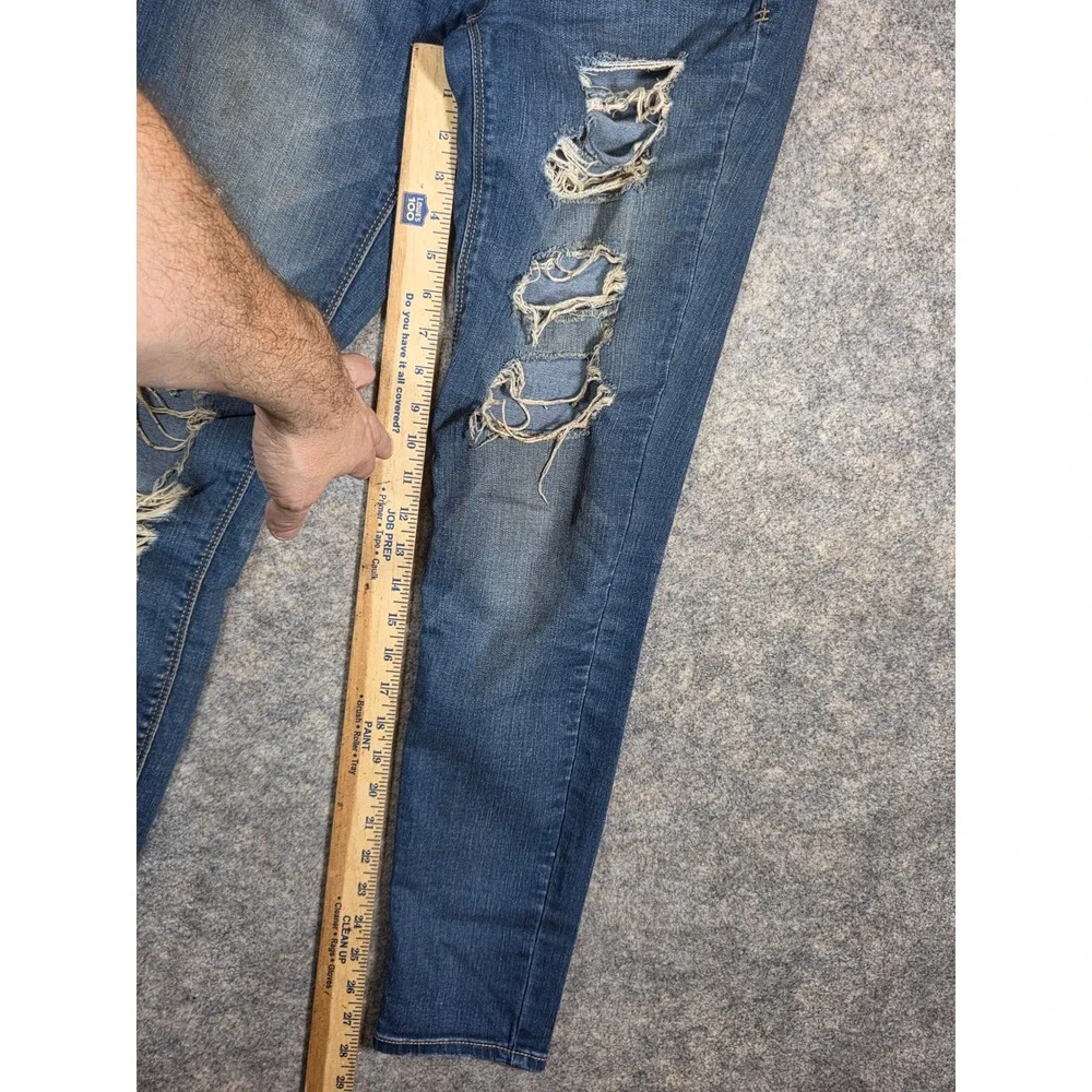 Y2K Mudd FLX Stretch Low Rise Skinny Jeans Medium Wash Distressed Denim Womens 5 - Picture 8 of 15